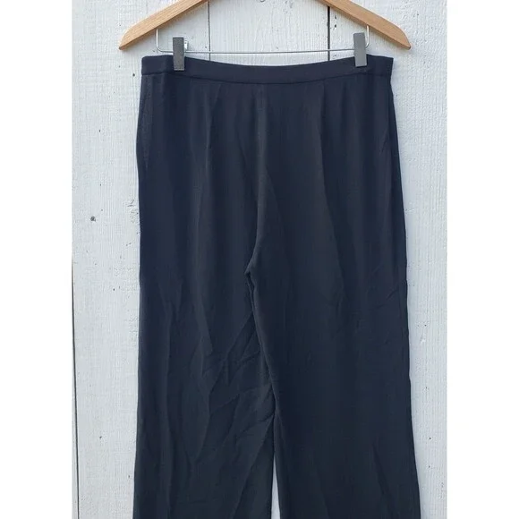 Eileen Fisher Womens Black Side Zip Flowy Straight Dress Pants Sz 2